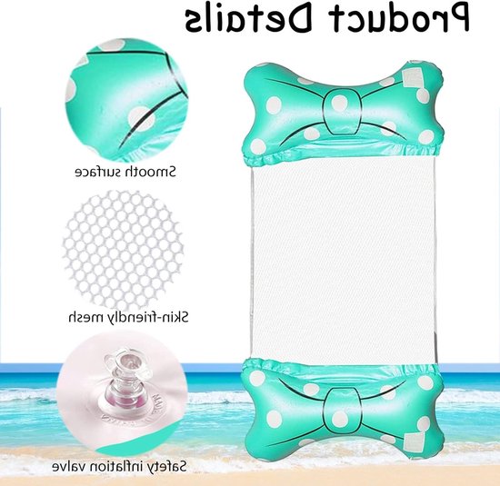 4-in-1 Waterhangmat voor Zwembad - Opblaasbare Luchtmatras en Ligstoel voor Volwassenen — afbeelding 2