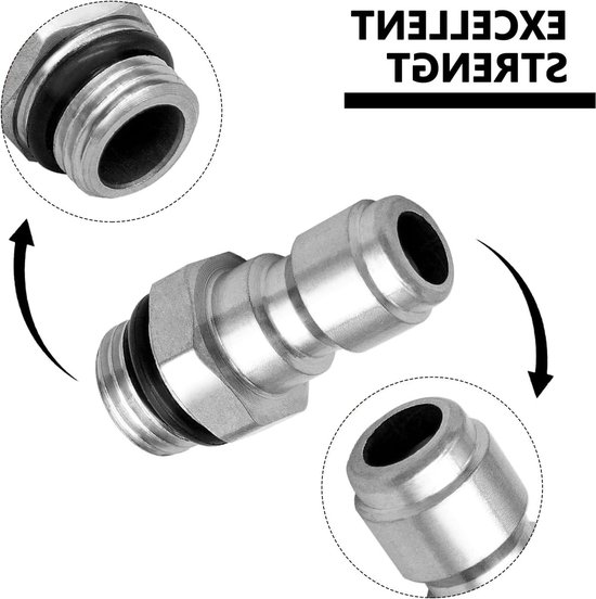2 Stuks Mannelijke Draad Koppeling Plug, Hoge Druk Waterpomp Adapter, RVS Snelle Koppeling Accessoires voor Compressed Air en Tuinspuiten — afbeelding 2