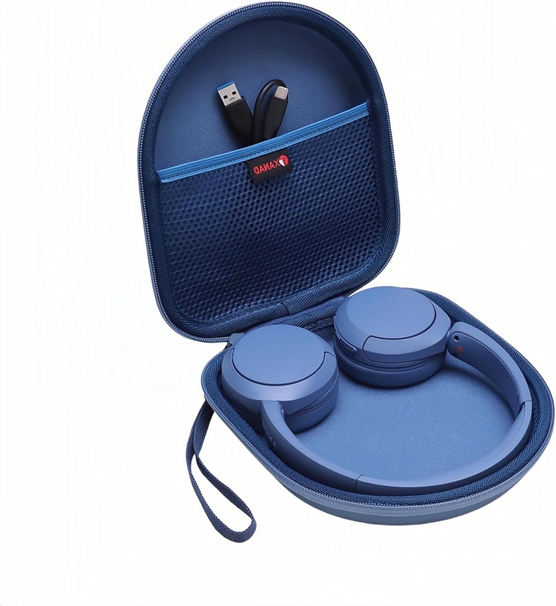 Draagbare Hoofdtelefoon Case voor Sony WH-CH520 en WH-CH510 - Bescherming, Compact en Stijlvol (Donkerblauw)