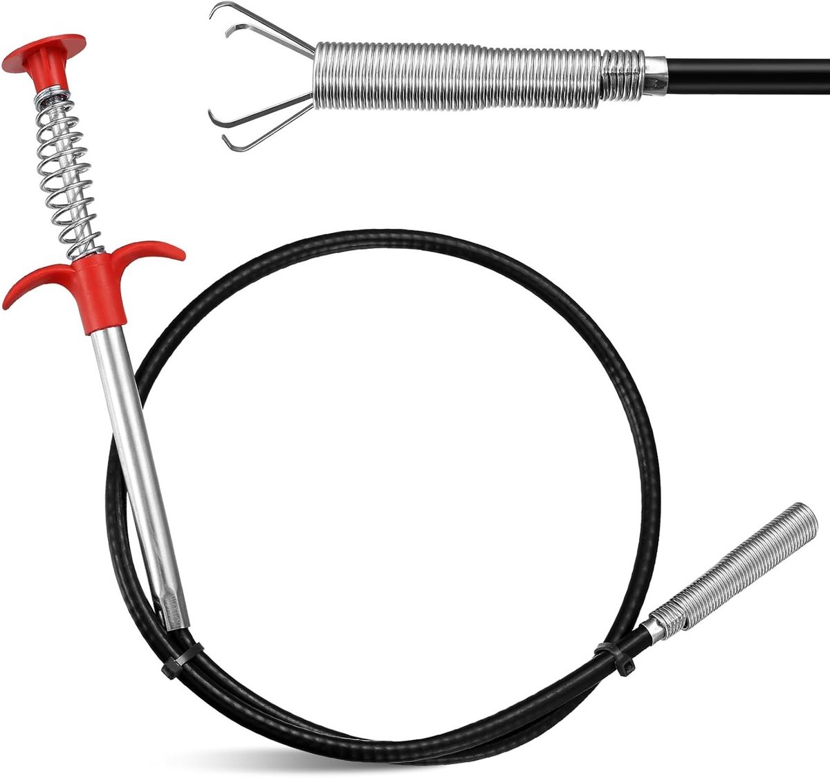 Flexibele 90 cm Afvoerreiniger met Spiralen voor Keuken en Badkamer - Effectieve Ontstopper voor Verstopte Sinks en Afvoeren