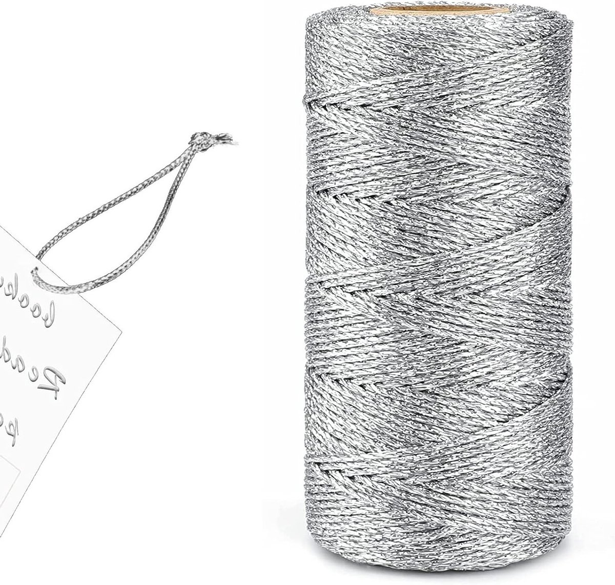 Zilveren Metallic Koord van 1.5MM Breed - 100 Meter Niet-Elastisch Touw voor DIY Creaties, Sieraden en Trouwen Decoratie