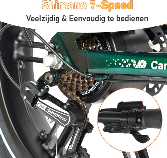 Maxtron Camel Elektrische Fiets–864Wh Accu–20×4.0 Inch Fatbike Banden –Geüpgrade Hydraulische Schijfremmen met Motoronderbreking–Actieradius tot 120 km–Verende Voorvork met Lock-out (Dubbele Modus)–Shimano 7 Versnellingen–Elektrische Stadsfiets–Groen — afbeelding 3