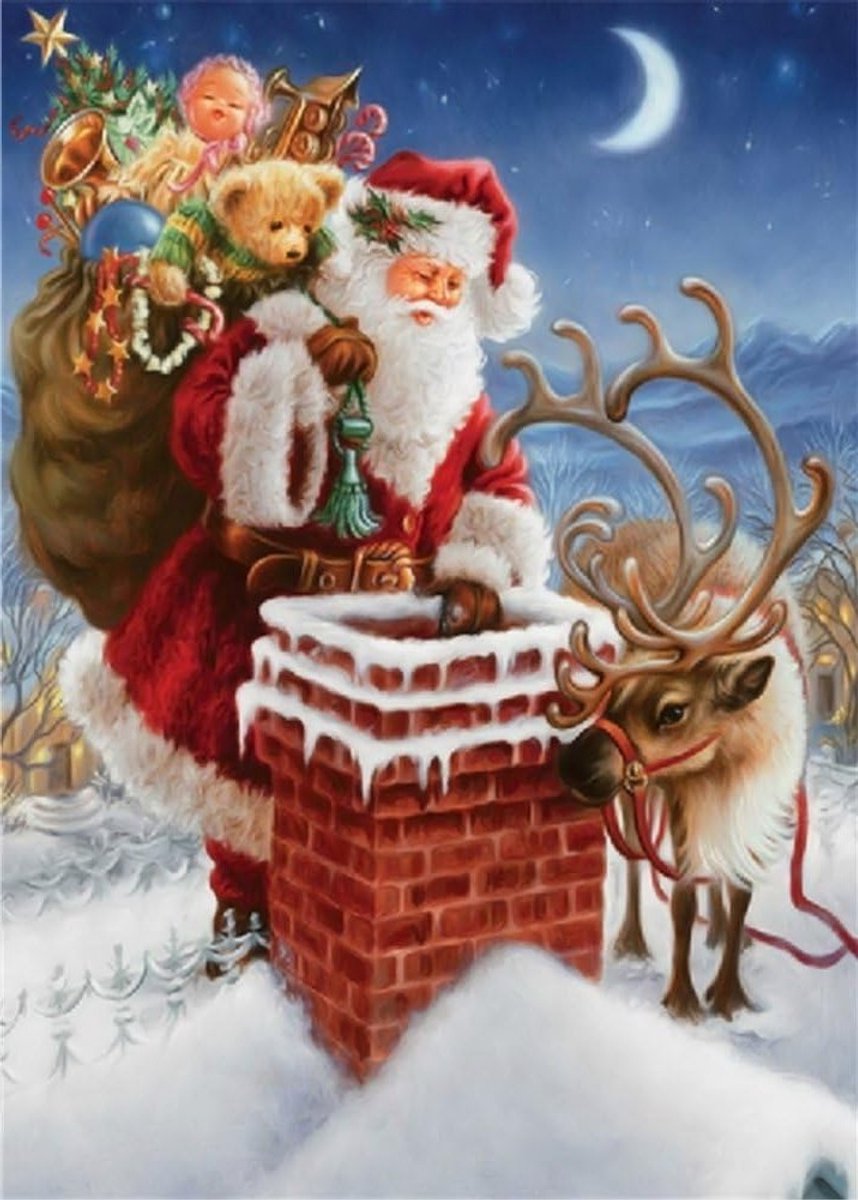 5D Diamant Schilderen Kit - Kerstman met Schouwen - DIY Crystal Rhinestone Schilderen, Nummer Schilder Kits en Borduren voor Kerstcadeaus 30x40 cm