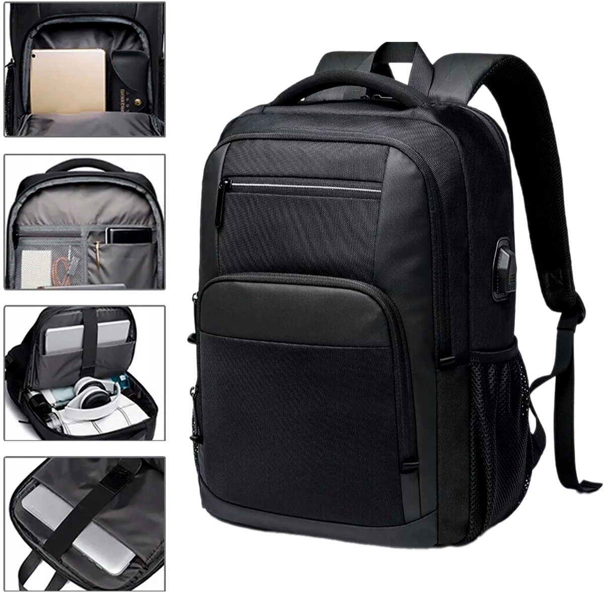 Zwart Herenrugzak – Laptoprugzak, casual schooltas voor studenten, ademend, grote inhoud - Extra Comfortabel - Spatwaterdicht - Heren en Dames - Jongens en Meisjes