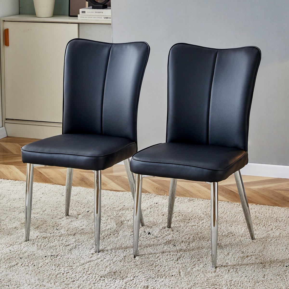 MODFU - Eetkamerstoelen Set Van 2 - Ergonomische Rugleuning - Modern Industrieel - Eetkame