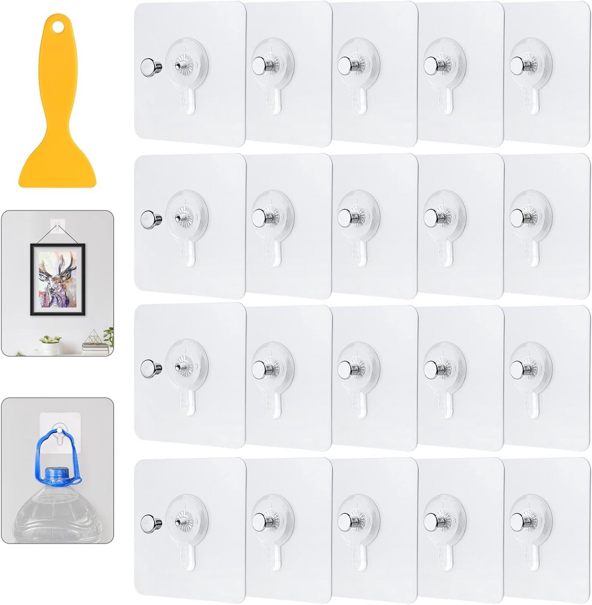 Set van 20 Zelfklevende Fotohaakjes - Transparante Foto Hangers voor Muurdecoratie, Posters en Schilderijen zonder Boren, Maximaal 5 kg Belastbaar