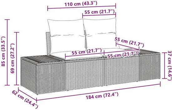 vidaXL - Tuinbank - Set - 8 - st - Beige - Poly - rattan