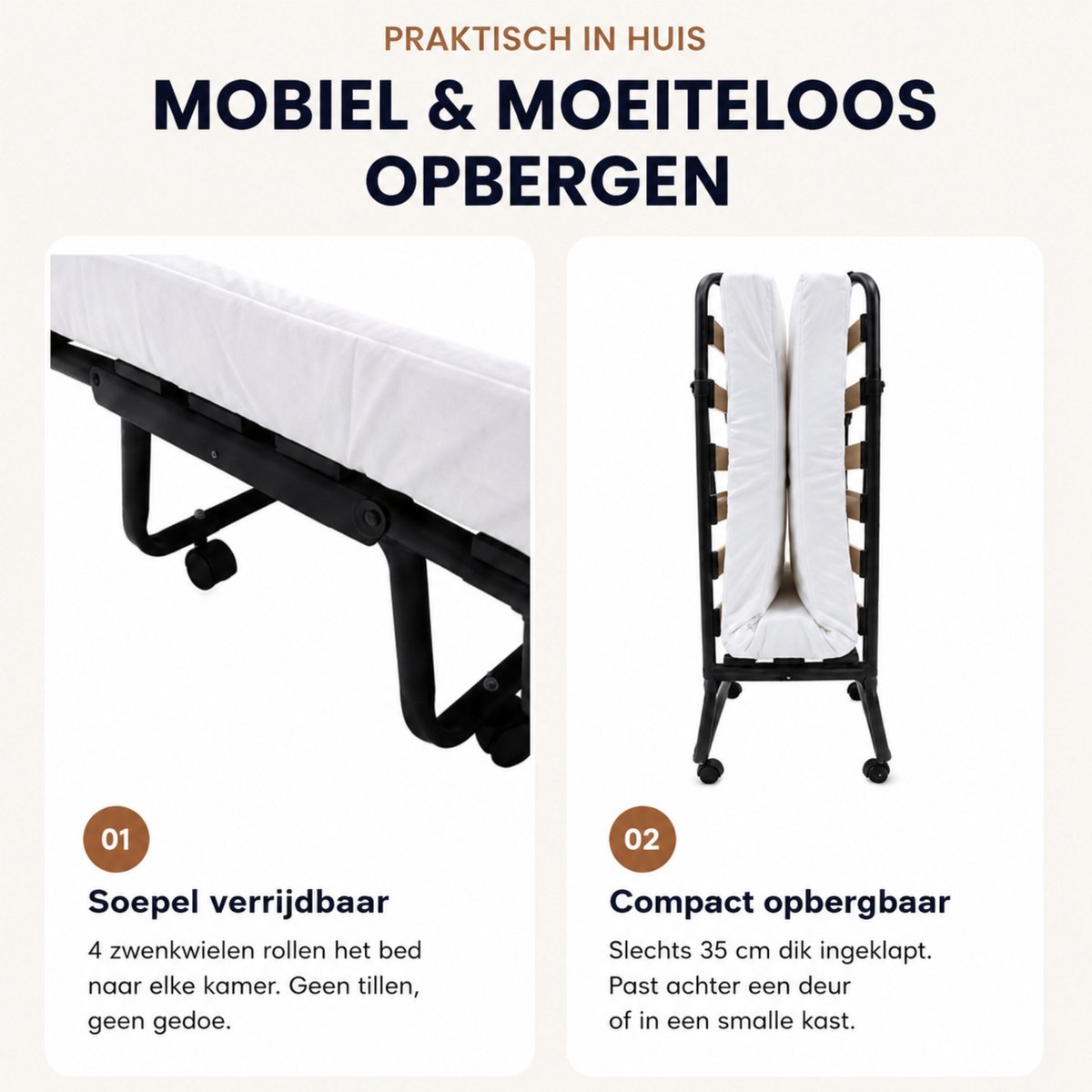 Troonz Troonz Logeerbed Atlas 90x200 cm – Opklapbed 1 per - afbeelding 5