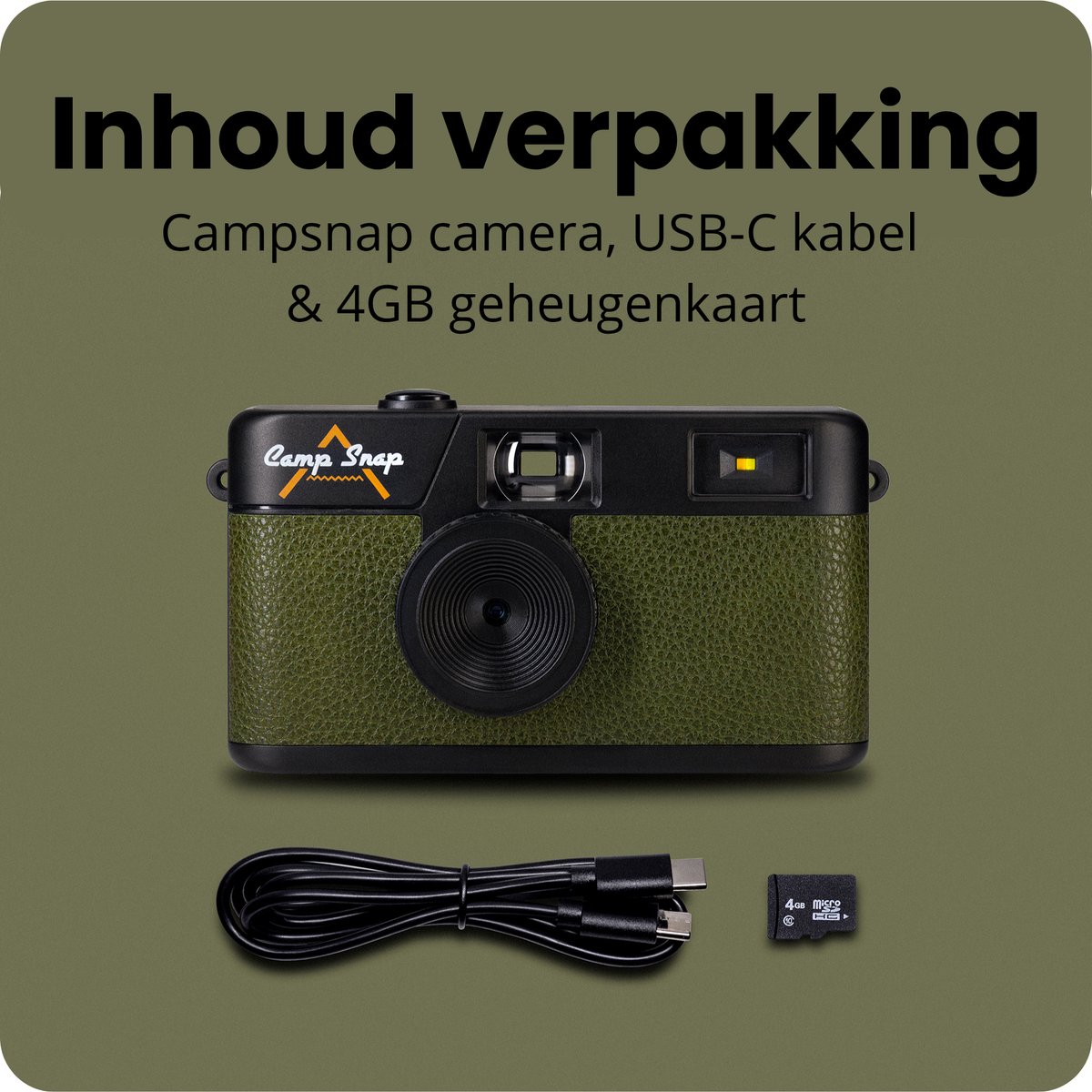 Campsnap Digitale Camera - Schermvrije Retro Fotocamera - 8 Megapixel - 2000 foto's - Minimalistisch Vintage Design - Met Flits - Oplaadbaar - 4GB - Groen – foto 7