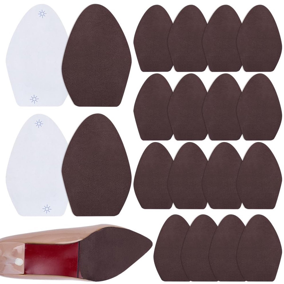 Dailygoods- Hielpads 10 Paar - Zelfklevend - Antislip - Bruin - 8,1 x 12,7 cm - Bescherming voor Dansschoenen - Danskussens