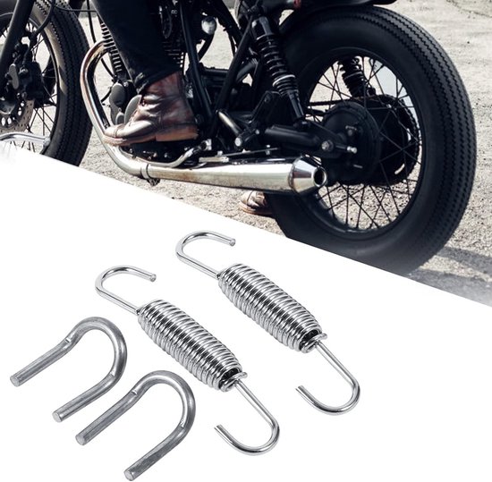 Dailygoods- Uitlaatveer - Roestvrij Staal - 2x Motorfiets Uitlaat - Verstelbare Haak - Schokbestendig - Duurzaam - 65mm Lengte - Uitlaatbeugel van Dailygoods — afbeelding 5