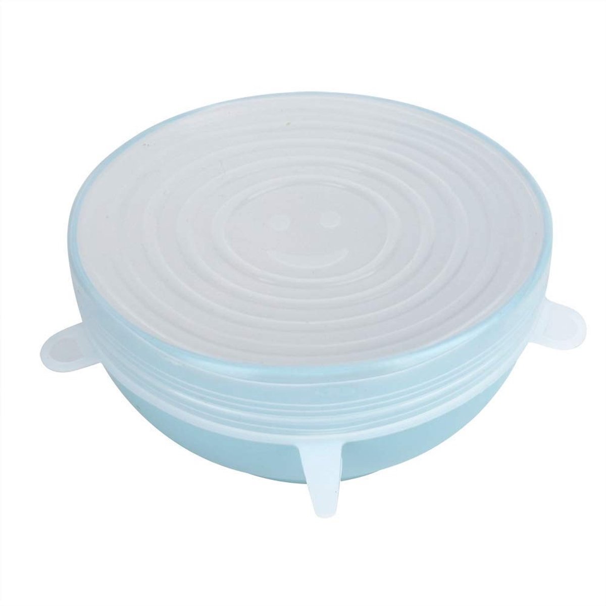 SMOAKEZ- Silicone Deksel Set van 6 - Universele Deksel - Voedselopslag - Antislip - Stretchbaar - Wit - Diverse Diameters - Voedseldeksel