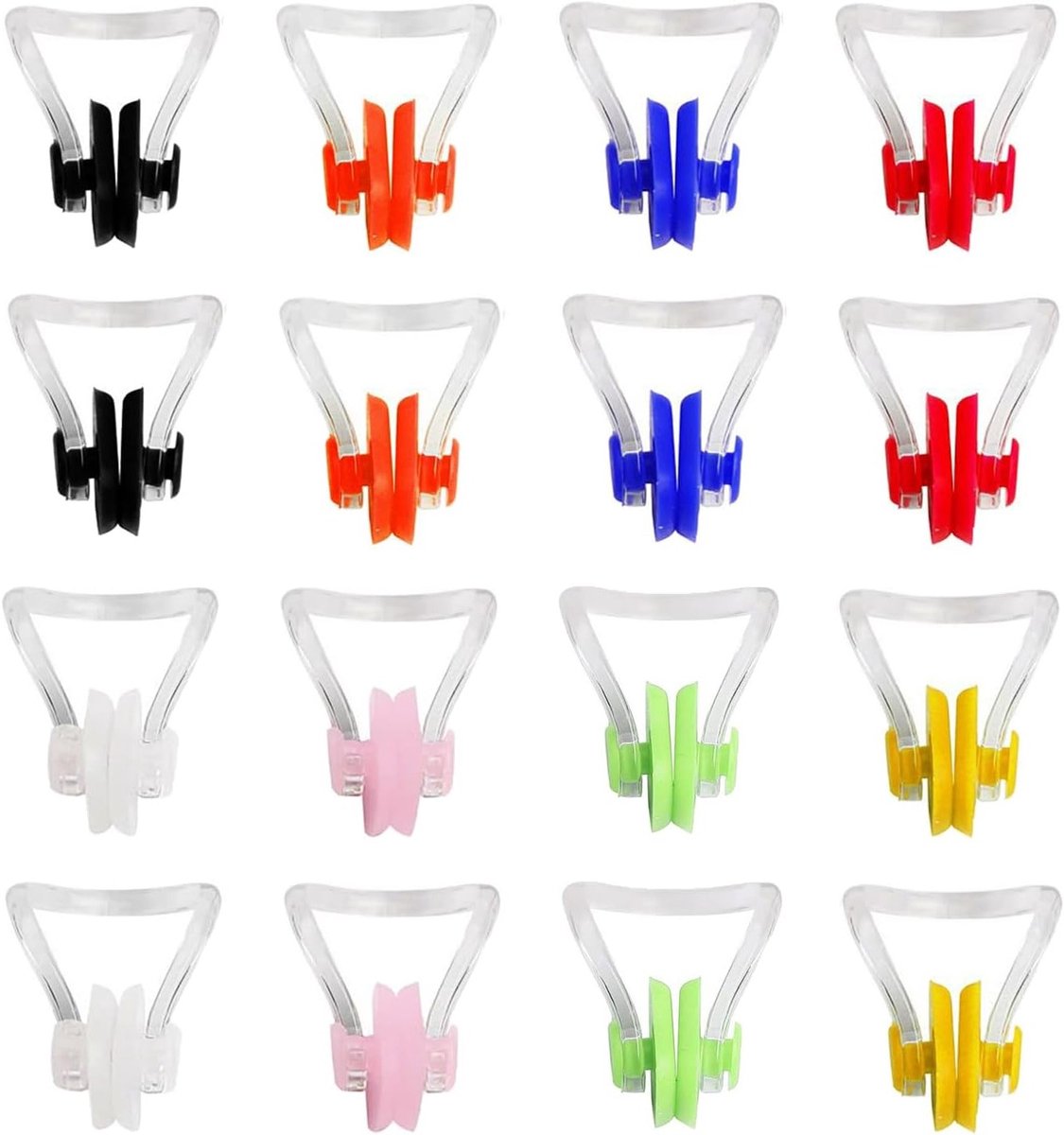 Herbruikbare Waterdichte Neuspluggen - 16 Stuks Silicone Neusbeschermers voor Zwemtraining, Duiken en Beginners in 8 Kleuren