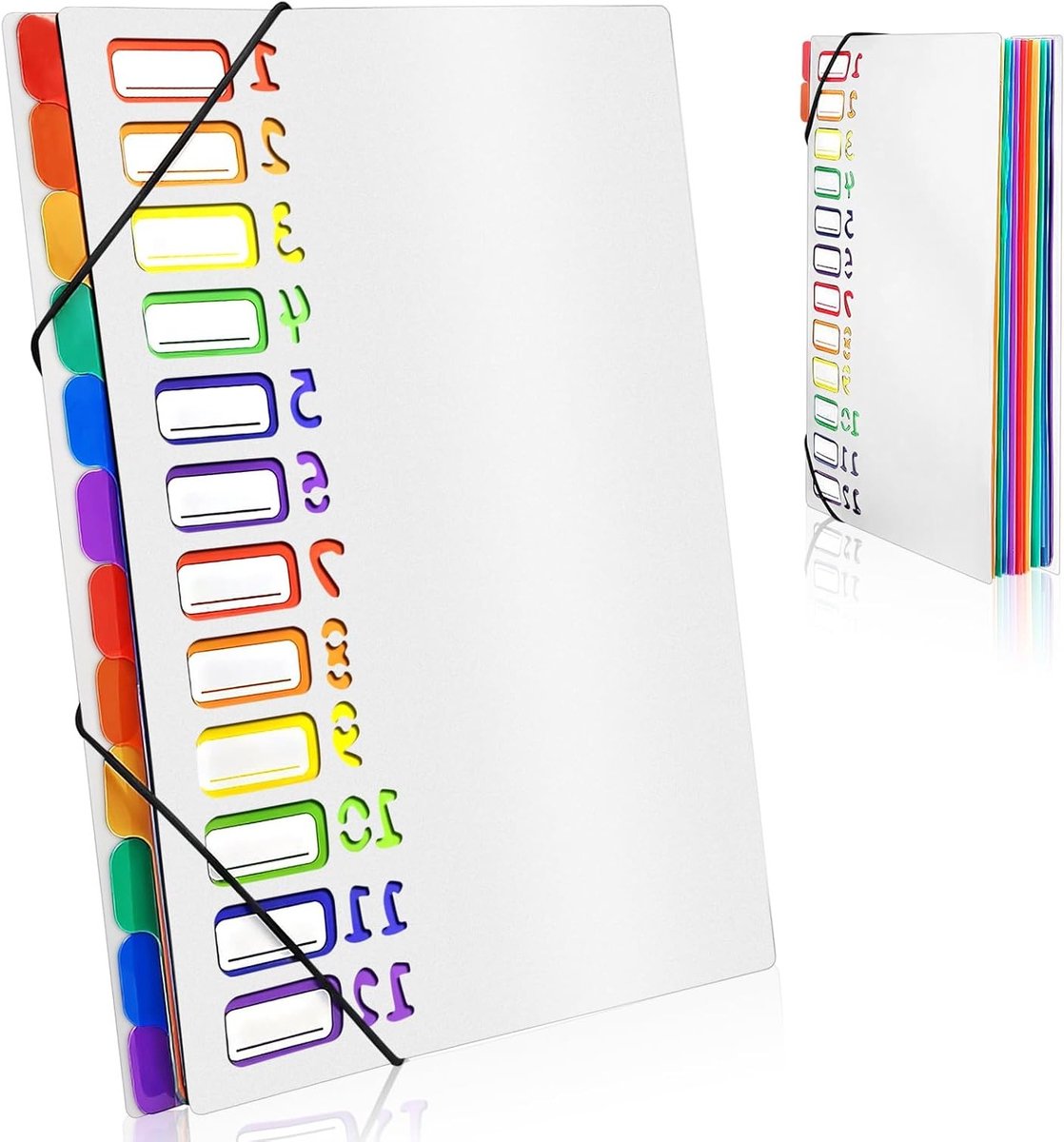 A4 Folders Binder Systeem met 12 en 24 Compartimenten, Kleurvolle Waterdichte Documentfolder voor School en Kantooraccessoires