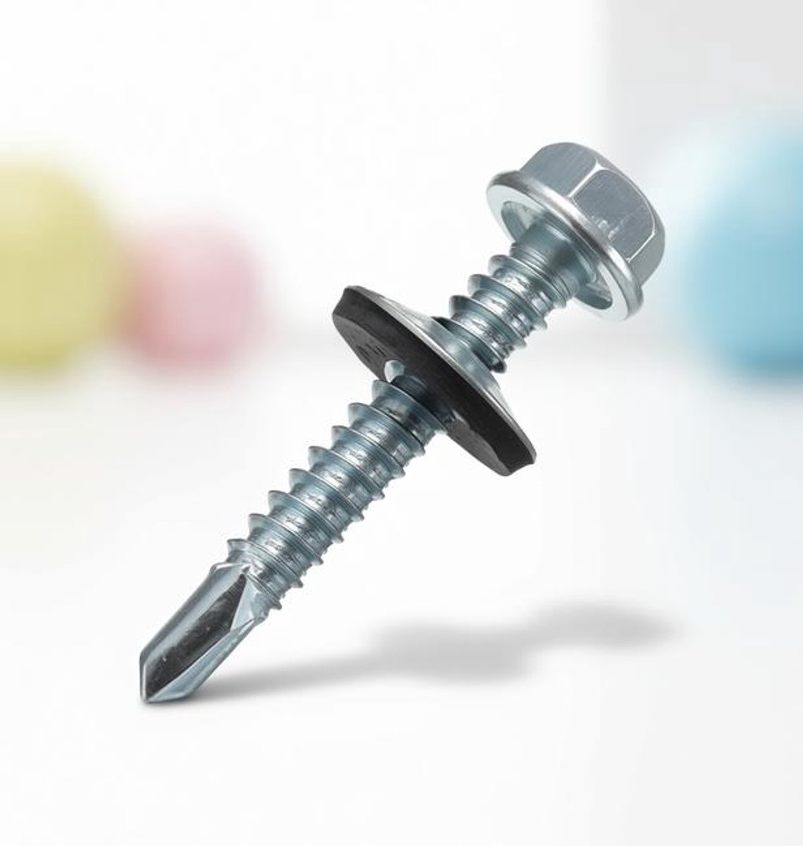 ElleMooi Zelfborende schroeven M6 - 200 stuks - 6,3 x 25 mm - Zeskantige schroeven met sluitringen voor metaal