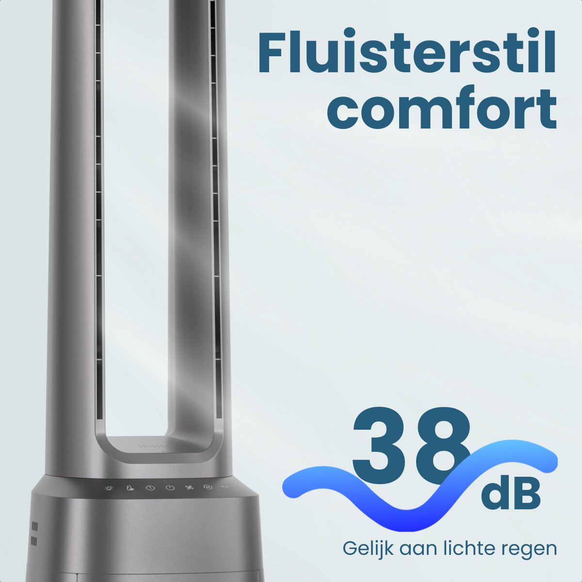 Auronic Torenventilator - Bladeless Model 2 in 1 - Luchtreiniger met HEPA-filter - Ventilator - 10 Standen - Afstandsbediening - 105 cm - Lichtgrijs — afbeelding 6