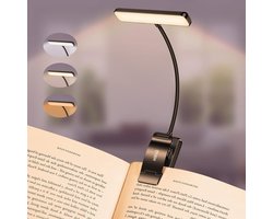 Leeslamp Boek – Klem Lamp – Nachtelijk Lezen – Flexibele Hals – USB C – Zwart