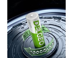 Delgeo AA Lithium Batterijen 8 stuks met Snellader – 3600mWh, 1,5V, 2000 cycli, 2,5u Laadtijd, Type-C – Voor Hoogverbruik Apparaten