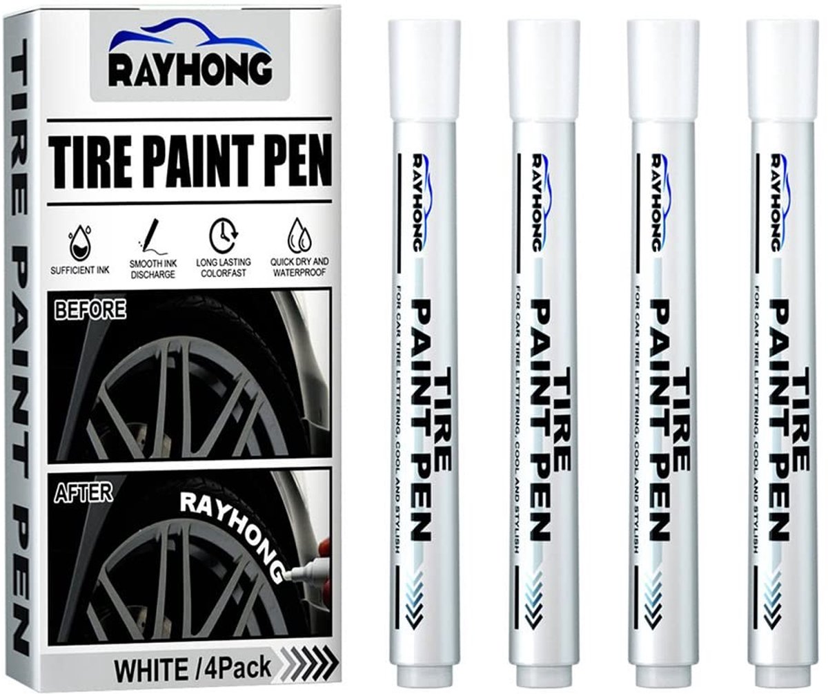 Dailygoods- Markeerstift 4-pack - Waterdichte Krijtmarker - Bandenverf Marker - Oliegebaseerde Inkt - Vervagingsbestendig - 6 ml Inktinhoud - Verfpen