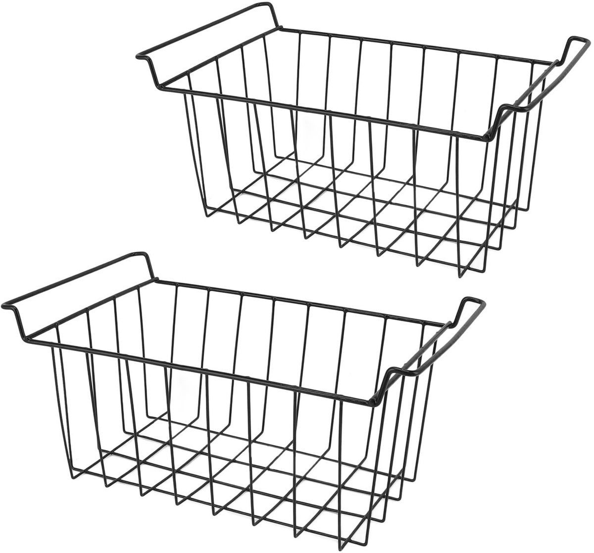 Dailygoods- Vriezermand met Handvatten - Opbergmanden - Organisator - Duurzaam Staal - 2 Stuks - Eenvoudig Onderhoud - Opbergmand