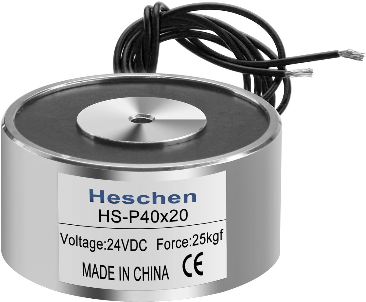 Dailygoods - Electromagnet - Solenoïde - 25 kg aantrekkingskracht - 40 mm diameter - Automatisering - Geschikt voor mechanische armen - DC 24V