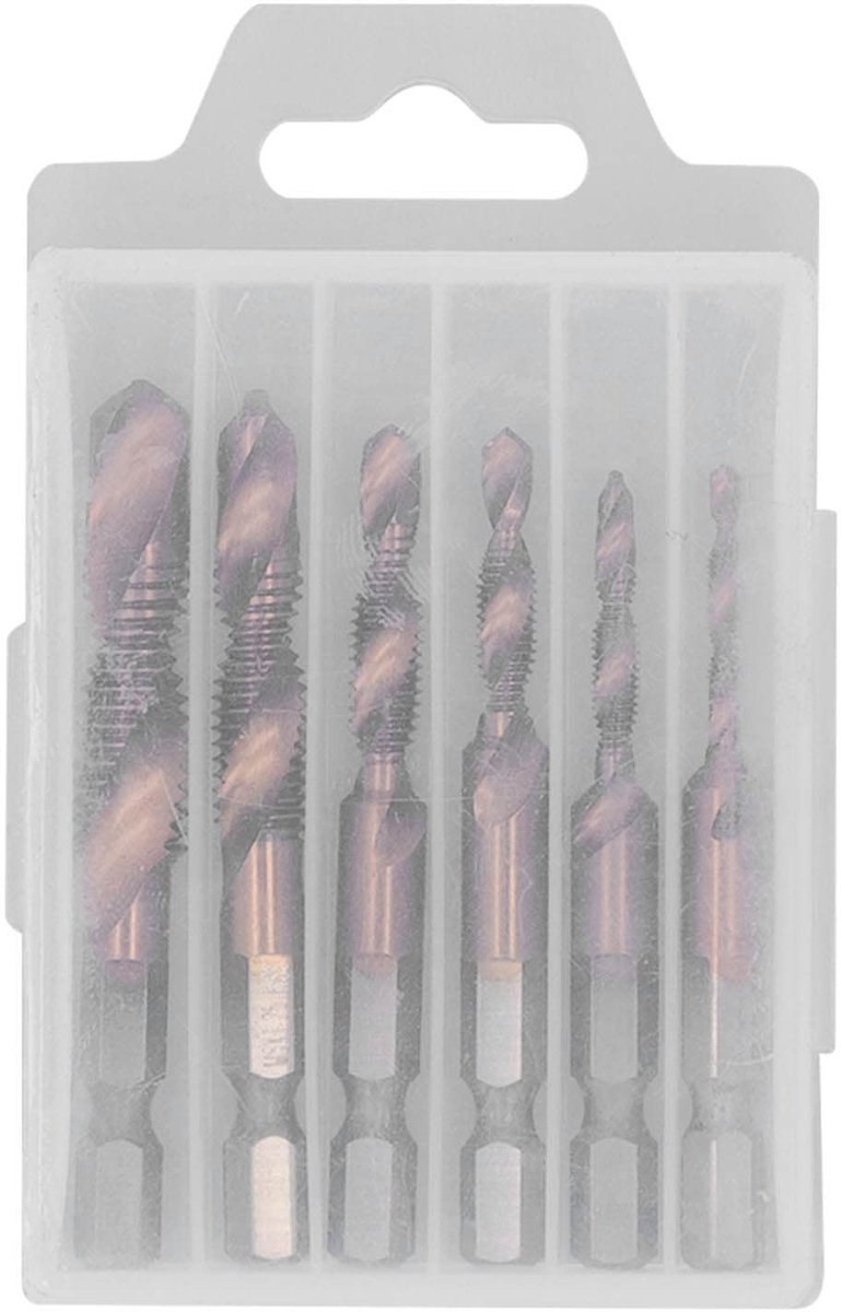 ZEYNOMAX - Drill Tap Combo - 6-delige Set - Ti Plated HSS Tapping en Drilling Tools - Voor M3 M4 M5 M6 M8 M10 - Perfect voor Precisiewerk - Inclusie...