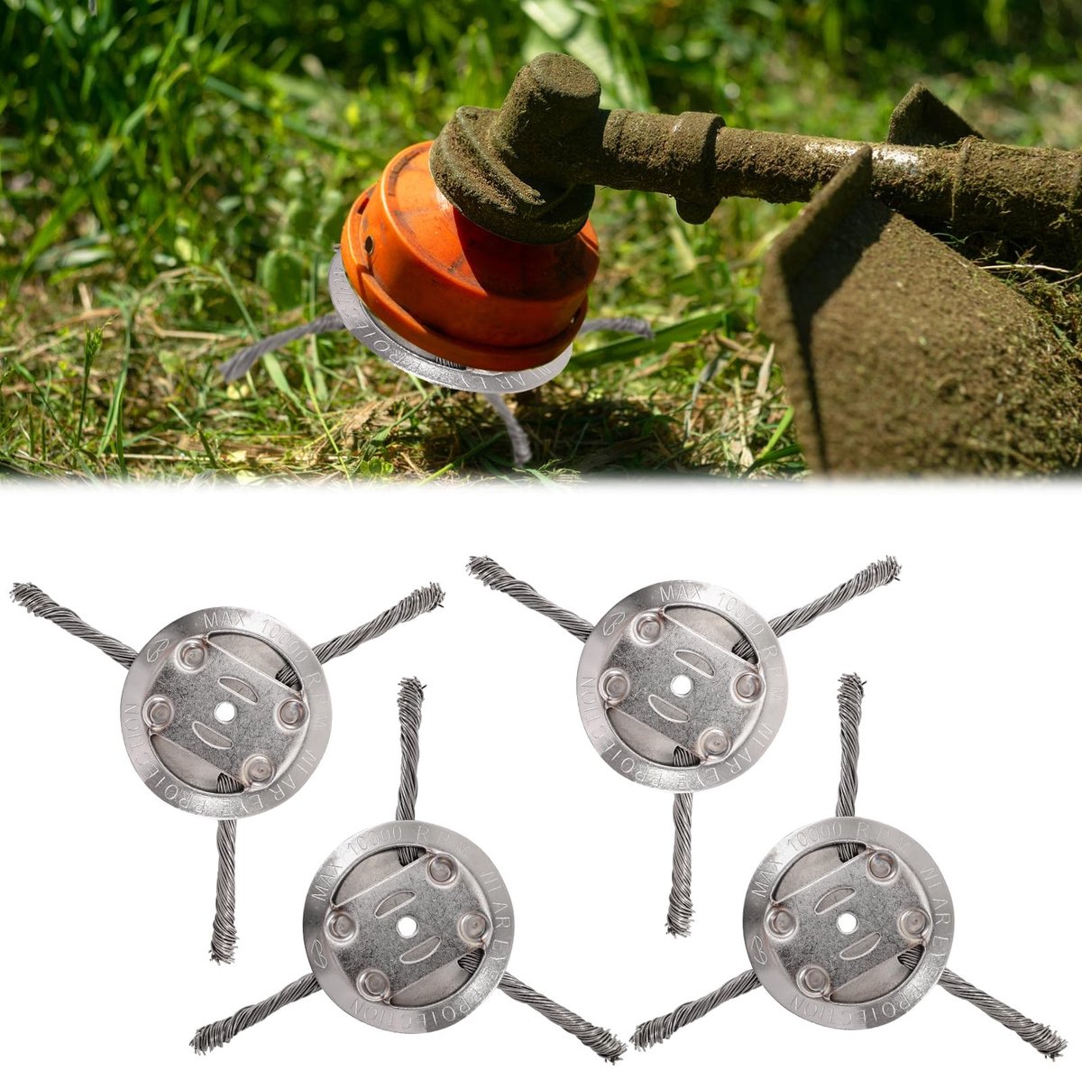 Dailygoods- Onkruidborstel - Stalen Borstelkop - 5 mm Boring - Voor Bosmaaier - Verwijdert Onkruid/Mos - Ideaal voor Bestratingsvoegen