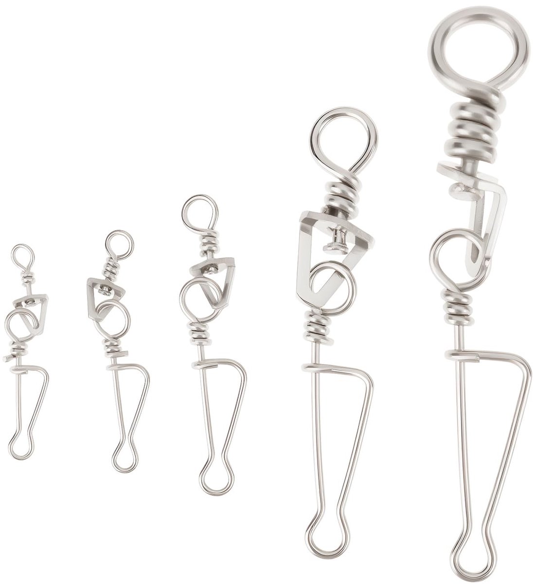 Dailygoods- Vislijnhaak 50 Stuks - Snelsluiting - Meerdere Maten 1# tot 5# - Antidraai Design - Geschikt voor Lure Vissen - Tangle-Free Presentatie - Visclips
