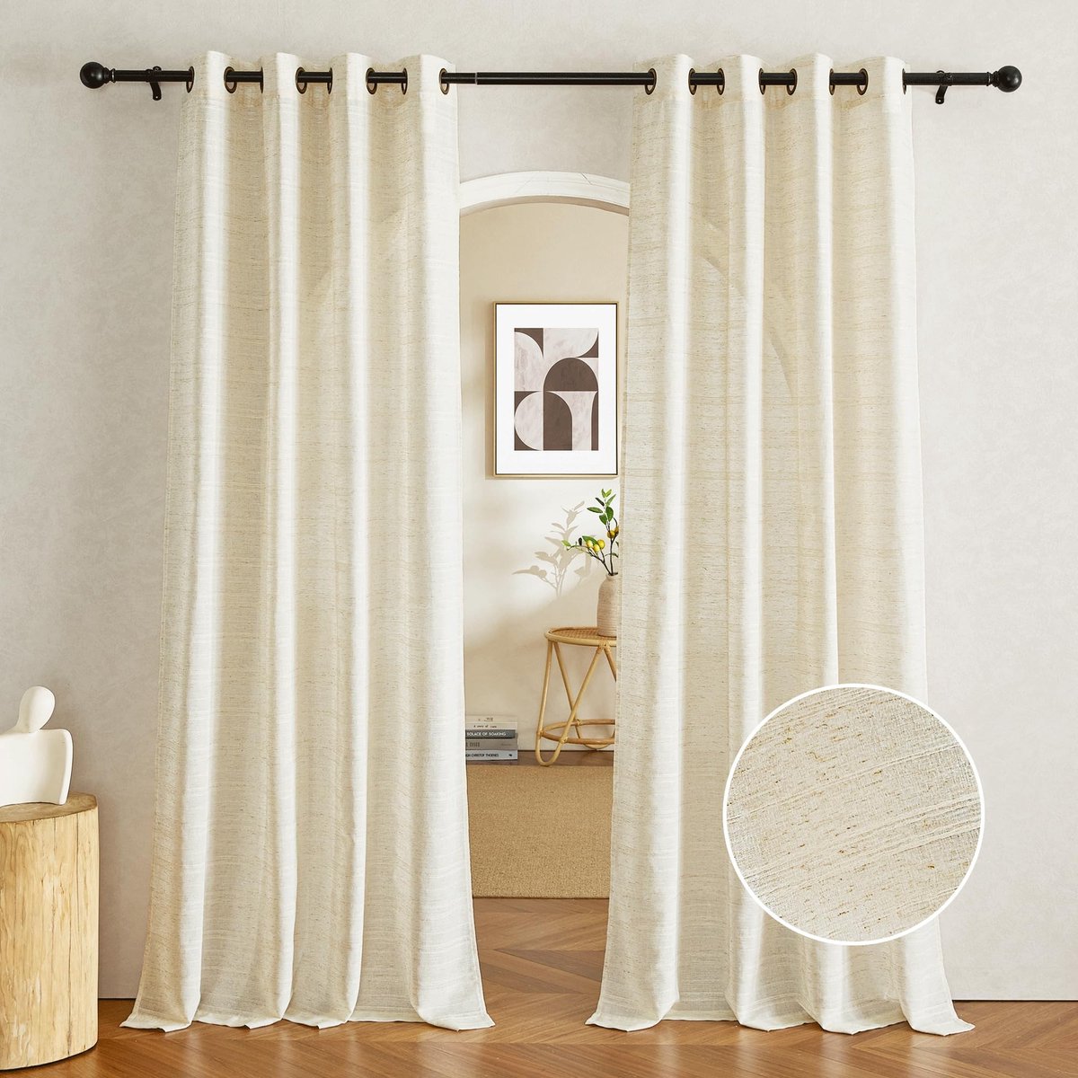 Dailygoods- Woonkamergordijnen 2 stuks - 140 x 260 cm - Gordijnen met ringen - Linnenlook