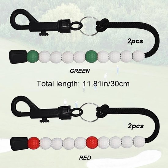 Dailygoods - Golf Score Teller - Golf Slagteller - Voor Nauwkeurige Score - 4 Stuks - Kunststof Kralen - Ideaal voor Golfers - Rood en Groen van Dailygoods — afbeelding 4
