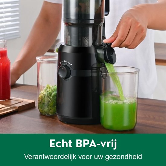 Sapcentrifuge - Slowjuicer voor Groenten & Fruit - Krachtige motor - Zwart — afbeelding 5