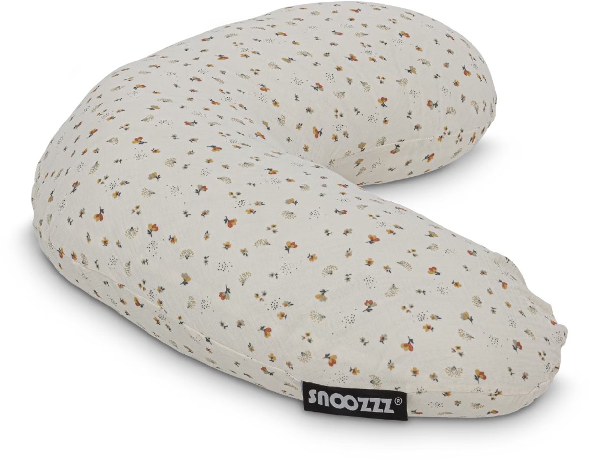 Snoozzz Voedingskussenhoes Small - Hoes voor voedingskussen zwangerschapskussen - 125 cm - Zachte teddy met katoen - Flower