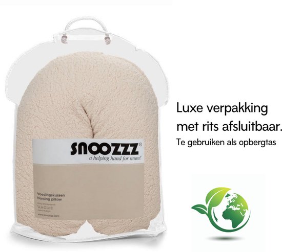 Snoozzz Voedingskussen Small met afneembare hoes - Fiber vulling - 120 cm - Teddy Naturel