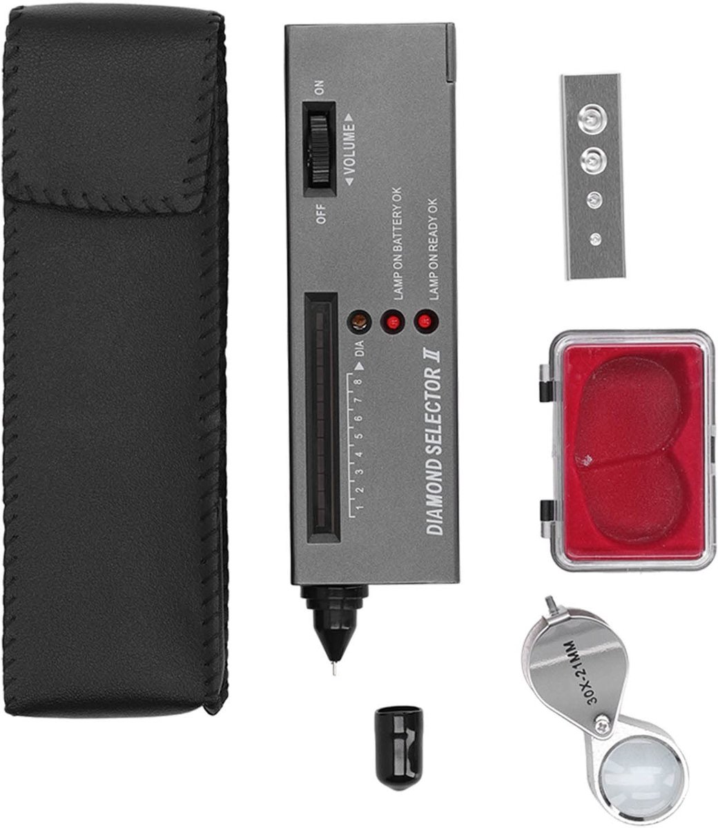 Dailygoods - Sieraden Diamant Tester - Professionele Hardheid Detector - Met 30X LED Vergrootglas - Juwelier Testen Tool - Geschikt voor Sieraden