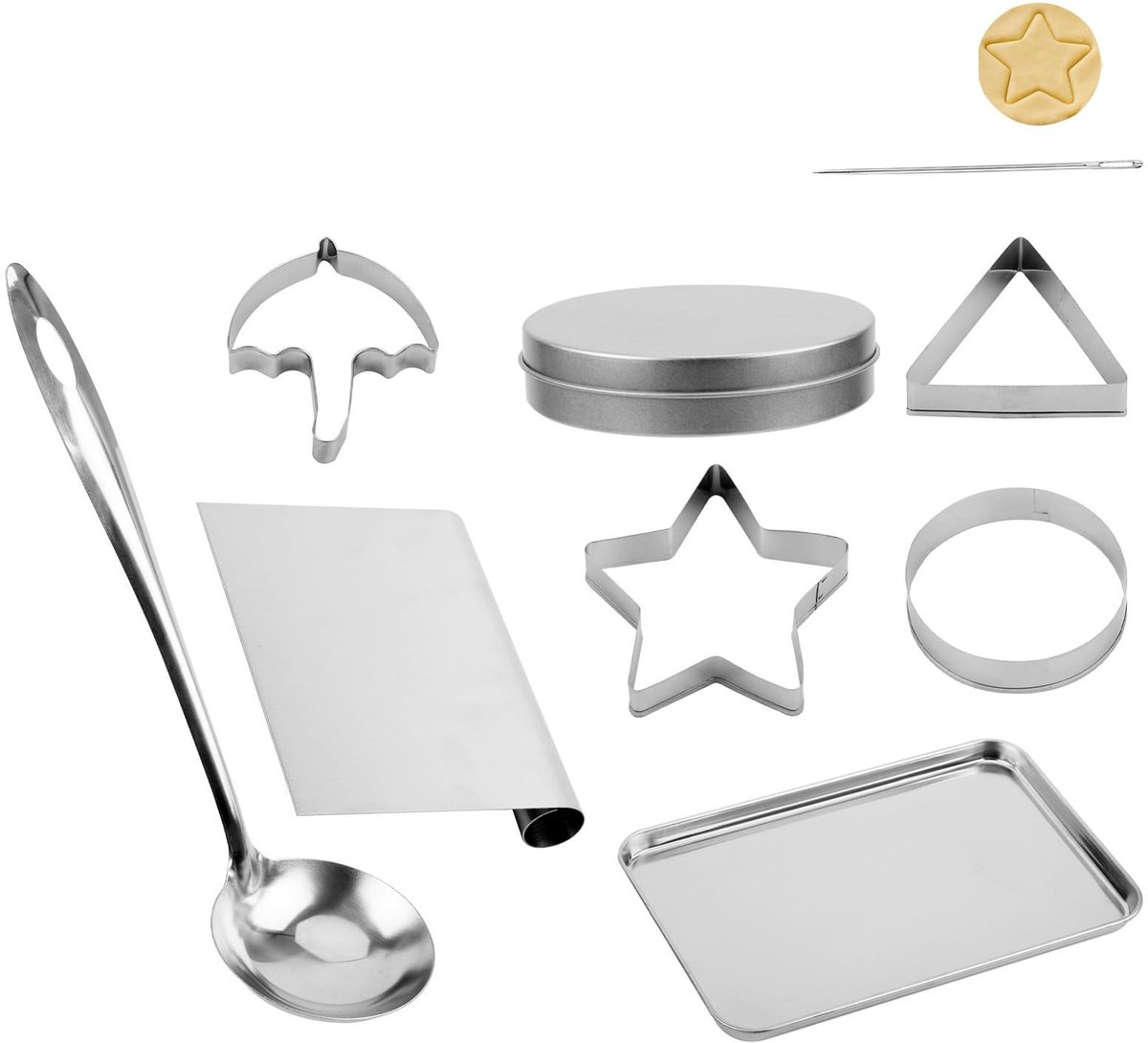 Dailygoods- Koekjesuitstekers Set - Roestvrij Staal - 9 Stuks - Multi-Vorm - Snoepvormen - Inclusief Opbergdoos - Leuk Ontwerp - Koekjesvormpjes