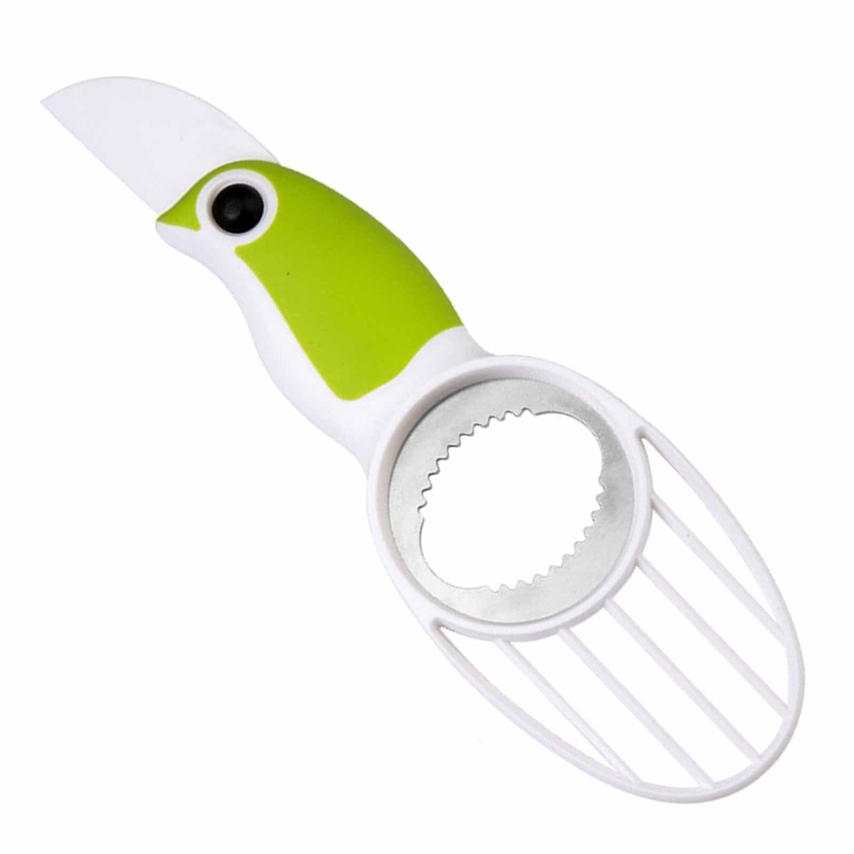 Dailygoods- Avocado Tool 3-in-1 - Snijden/Ontpitten/Plakjes - Roestvrijstalen Pitter - Opvouwbaar Kunststof Mes - Ergonomisch Handvat - Avocado Snijder