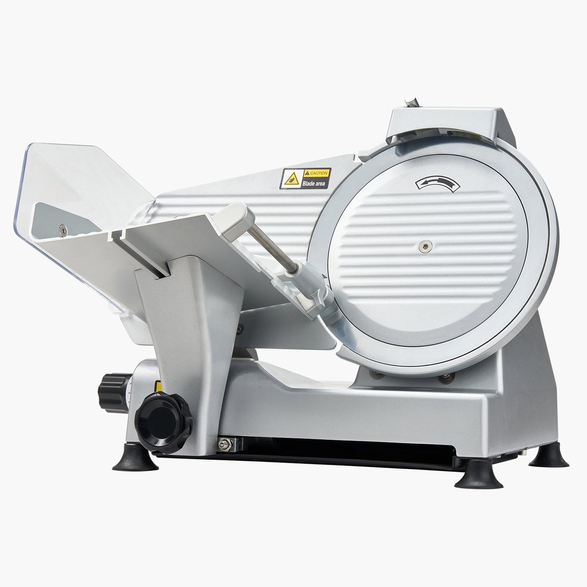 Universele Elektrische Vleessnijmachine 320 W met 25 cm Mes, Instelbare Snijdikte van 0-10 mm, Geschikt voor Diepvriesvlees, Ham en Biefstuk