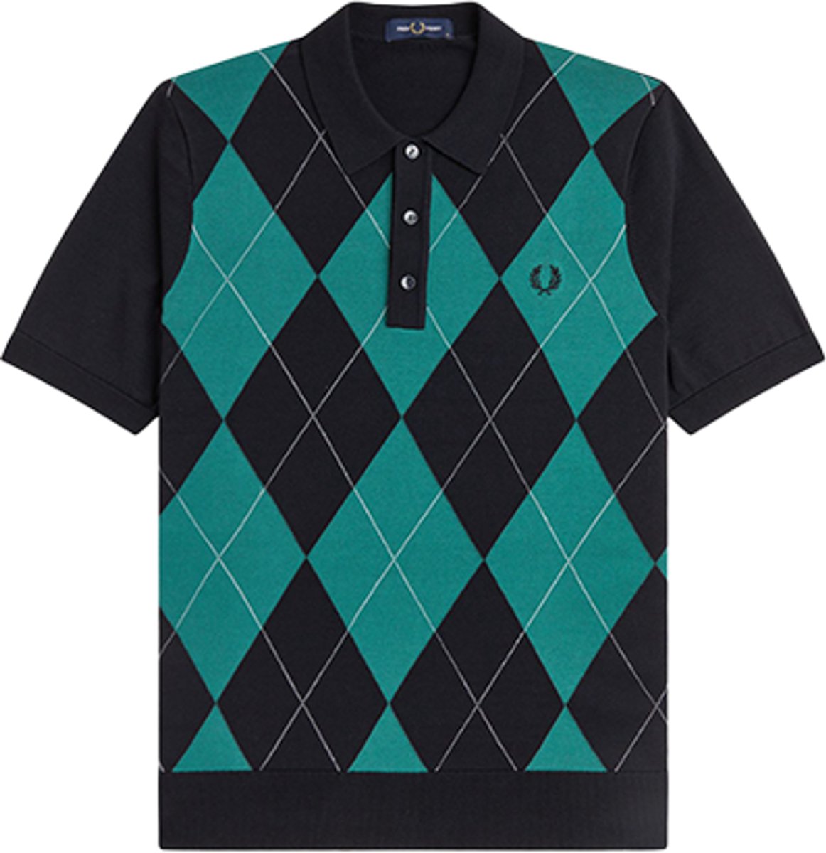 Fred Perry Argyle Knitted Shirt Zwart