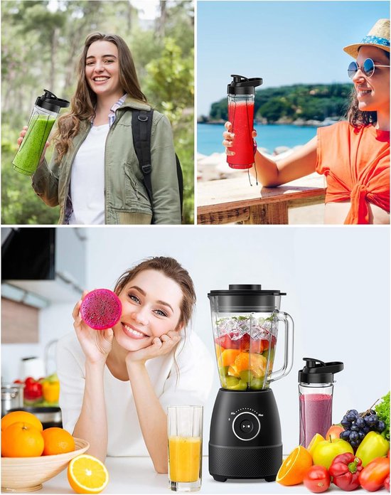 Professionele Blender & Smoothie Maker - 1500W Krachtig & Glazen Kan — afbeelding 4