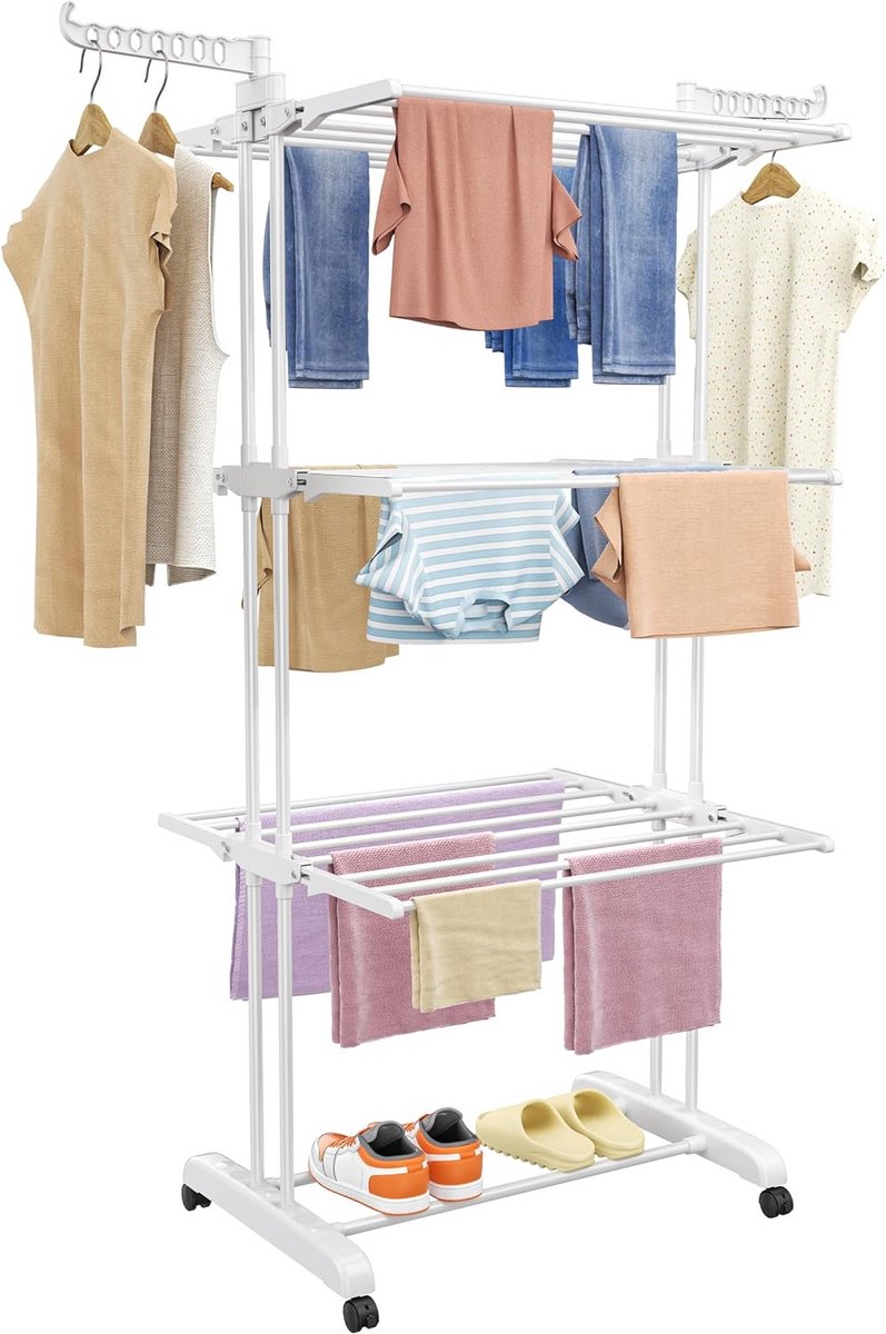 Droogtoren - Wasdroger rek - Kleding Drogen - 4 Verdiepingen - 171 cm Hoog - Wit