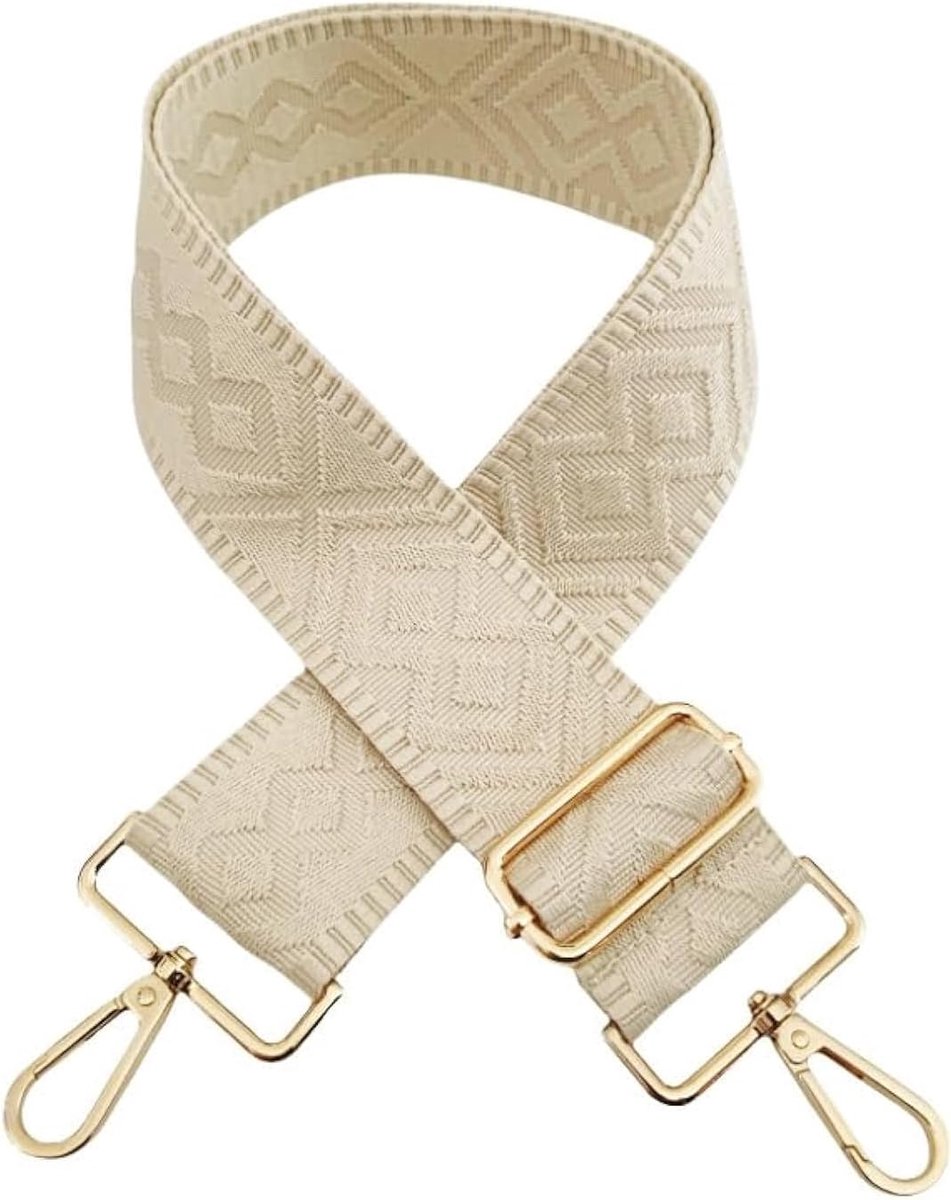 Tassenriemen - Verstelbare Schouderriem Boho Stijl - 1 Stuk 5 cm Breed - Duurzaam Nylon met Robuuste Hardware - Voor Schoudertas en Laptoptas - gebroken wit