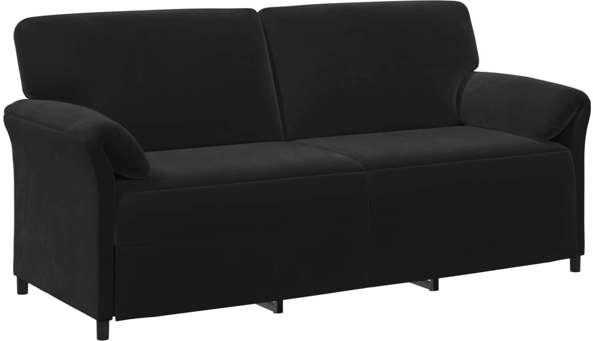 vidaXL 3-Zits - Sofa - Zwart - 198 - x - 83 - x - 95 - cm - Fluweel