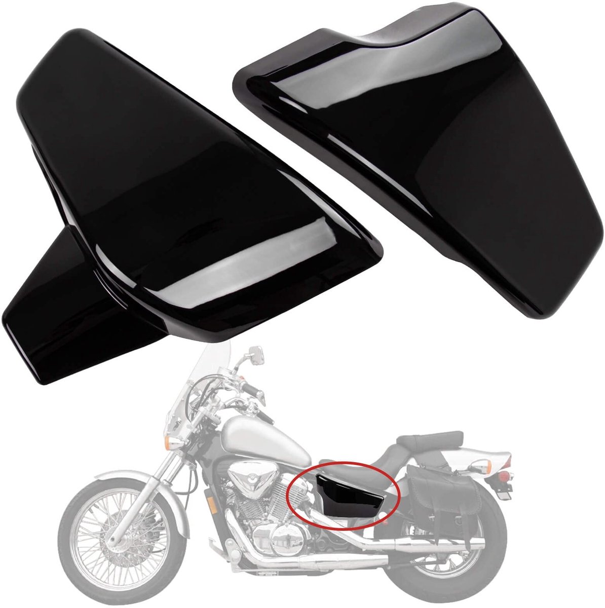 Golden crown - Battery Side Fairing Covers - 600 - Zwart - VT 600 C CD Shadow - Specifieke pasvorm voor motoren