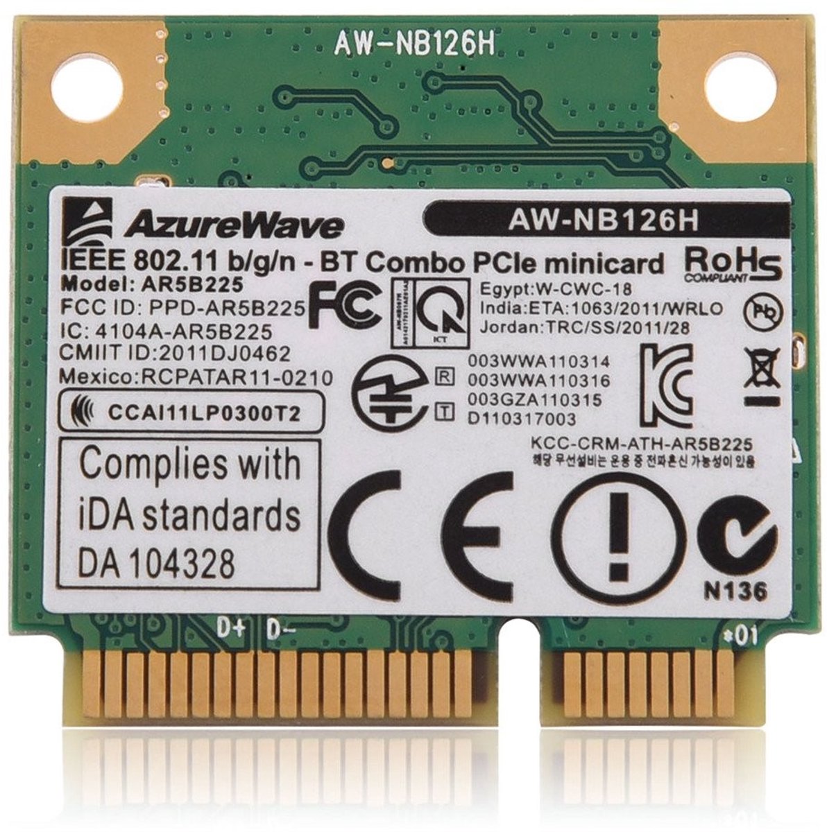 Shopcentral - 2.4G Bluetooth WiFi 2-in-1 Draadloze Kaart - Hoge Snelheid - Mini PCI-E Slot - Geschikt voor Laptops - Compact Formaat