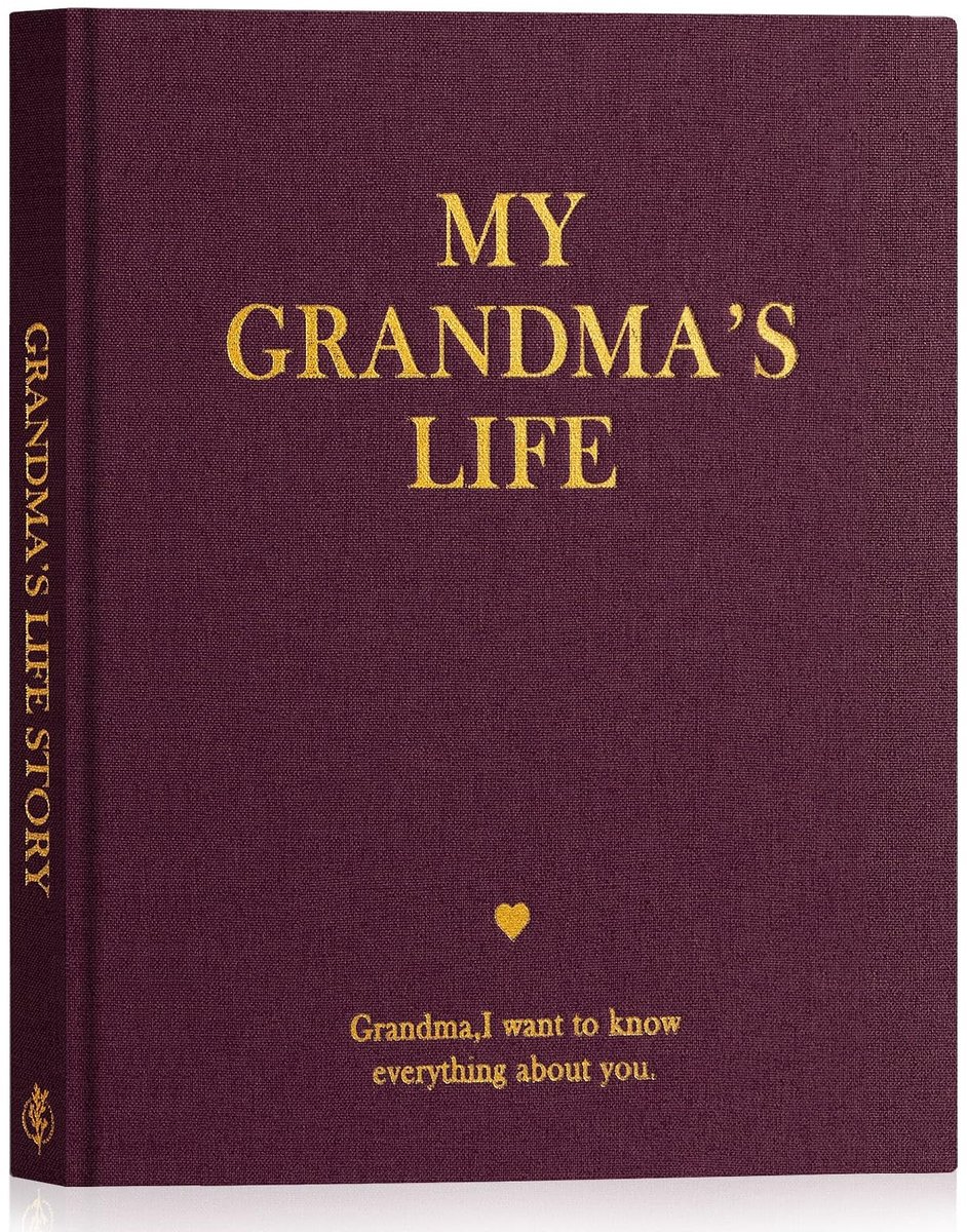 NTHProducts - Memory Book - Deel je verhaal - Hoogwaardige linnen omslag - Paars - Vragenboek voor grootmoeders - Perfect cadeau voor Moederdag en verj...