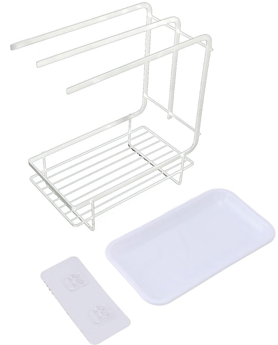 Keuken Organizer - Aanrecht Houder - Vaatdoek Drogen - Met Afvoerbak - 27x25x15 cm - Wit