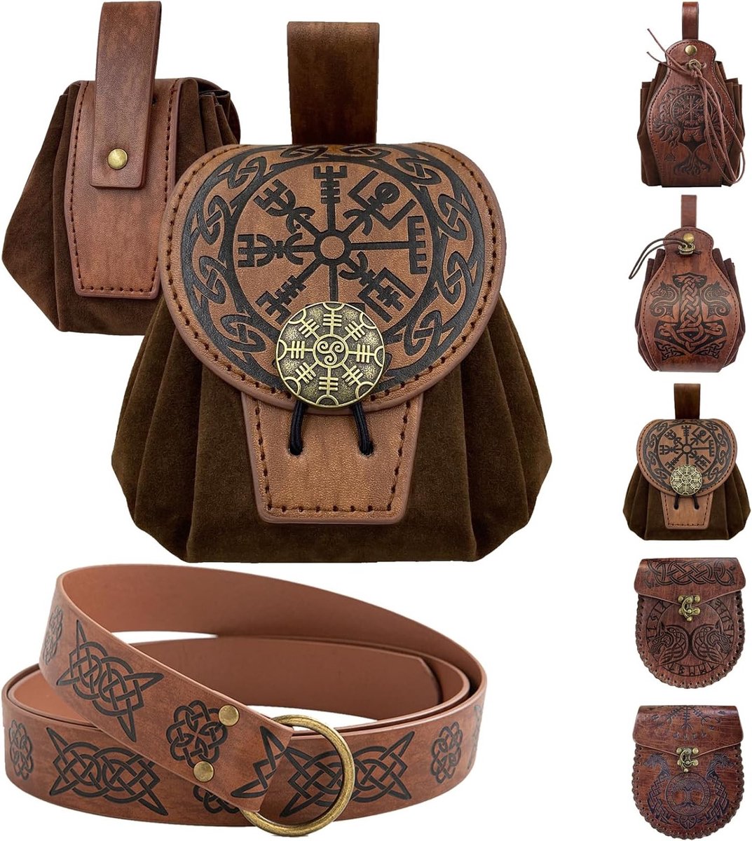 Medieval Faux Leather Heuptas voor Hippie Stijl Kostuum - Geschikt voor Vrouwen en Mannen, Perfect voor Viking en Renaissance Rollenspel