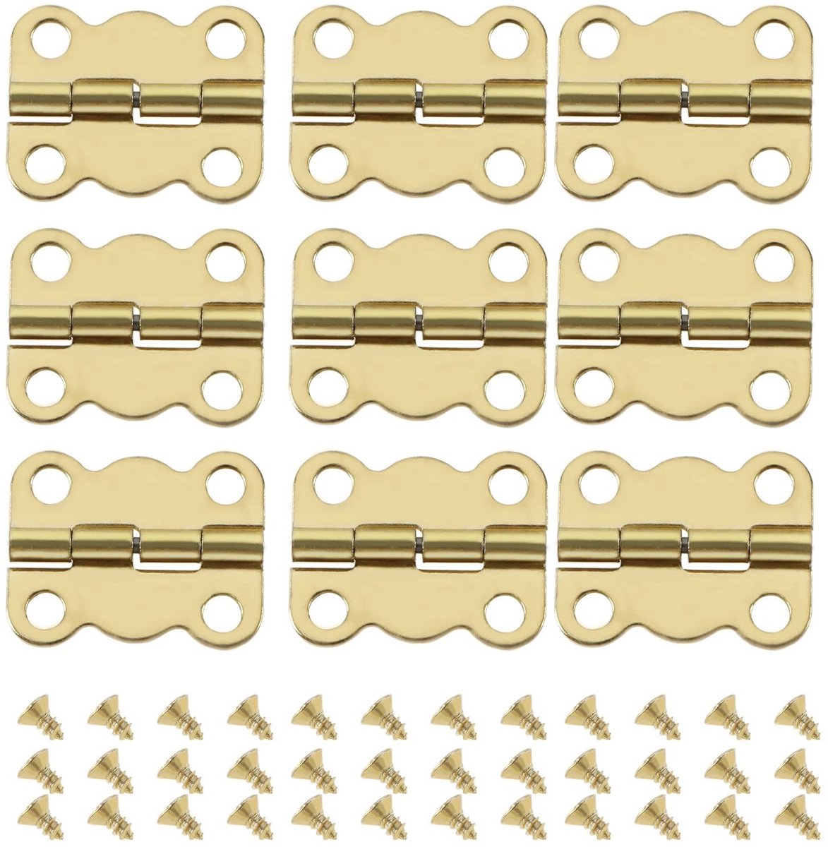Allecto - Vintage Scharnieren - Retro Scharnier - 50 Stuks - Goud - Meubel Scharnieren - Voor Houten Dozen - Antiek Kleur