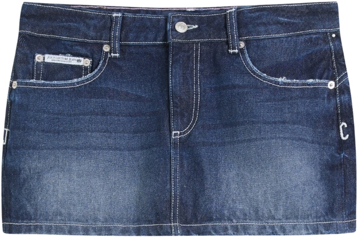 Juicy Couture Juicy Couture Stretch Denim Low Rise Mini Skirt Back Pocket Dog Crest - Maat W34