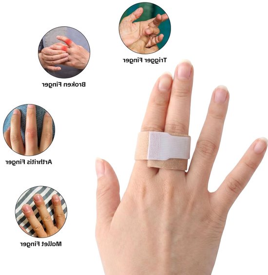 Set van 20 Elastische Vingerbandages voor Fixatie en Pijnverlichting, Herbruikbaar voor Vingers en Tenen, Zwart en Huidskleurige Opties van Merkloos — afbeelding 4